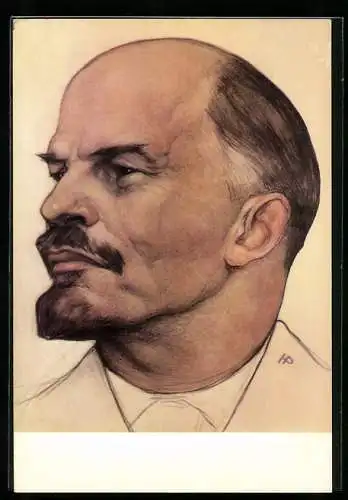 Künstler-AK Wladimir Iljitsch Lenin in seitlichem Portrait