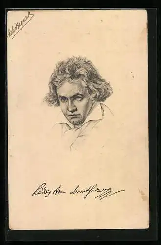 Künstler-AK Ludwig van Beethoven im Portrait