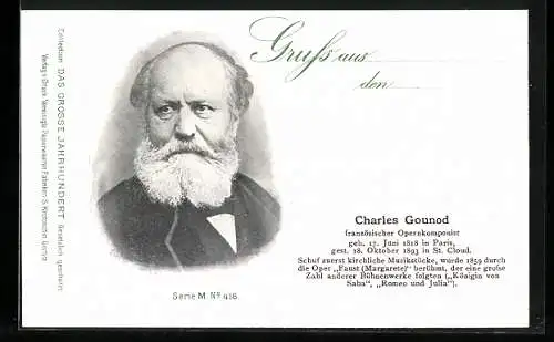 AK Charles Gounod, Französischer Opernkomponist