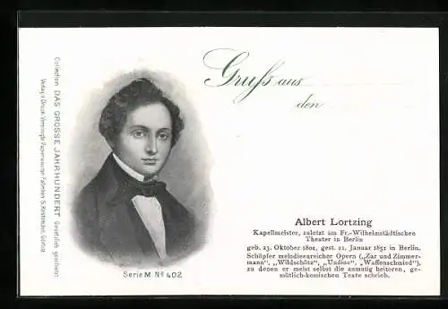 AK Albert Lortzing, Kapellmeister, Im Portrait