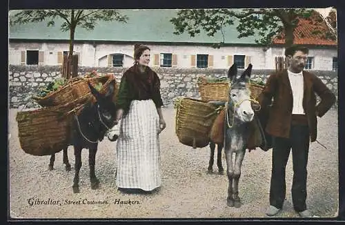 Künstler-AK Gibraltar, Street Costumes, Hawkers