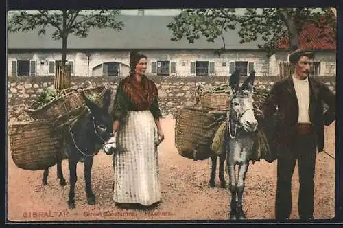 Künstler-AK Gibraltar, Street Costumes, Hawkers