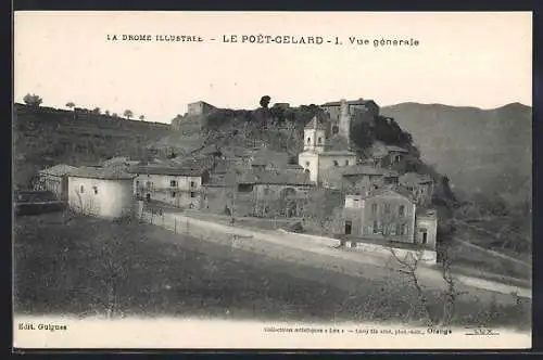 AK Le Poët-Célard, Vue générale du village et de la colline fortifiée