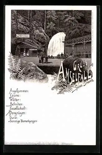 Lithographie Rathen /Sächs. Schweiz, Restaurant am Amselfall