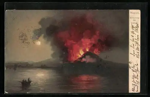 AK Napoli, Vesuv beim Ausbruch