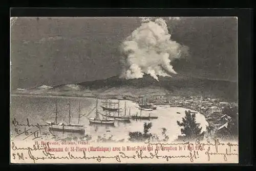 AK St-Pierre /Martinique, Le Mont-Pelé qui fit éruption 1902