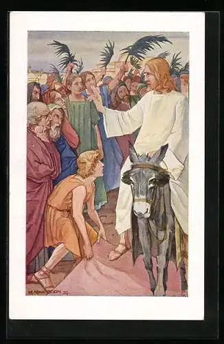 Künstler-AK Einzug Jesu in Jerusalem
