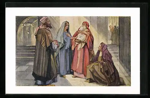 Künstler-AK Darstellung Jesu im Tempel