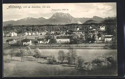 AK Attnang /Ob.-Oe., Ortsansicht gegen den Traunstein
