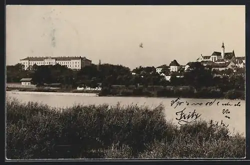 AK Enns /Ob. Öst., Ortsansicht über den Fluss