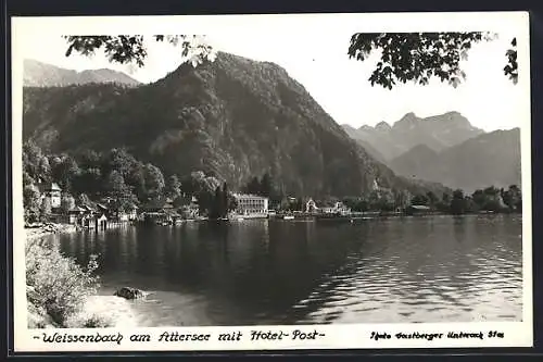 AK Weissenbach am Attersee, Hotel Post am Ufer