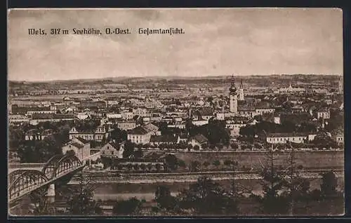 AK Wels /O.-Ö., Gesamtansicht aus der Vogelschau