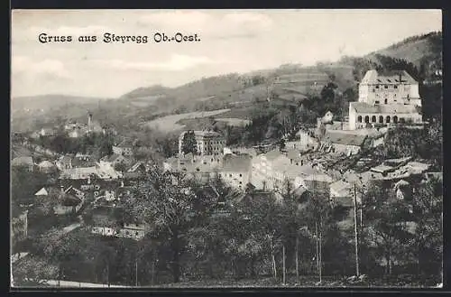 AK Steyregg /O.-Ö., Ortsansicht aus der Vogelschau