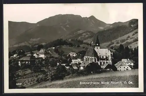 AK Maria Neustift, Ortsansicht mit Bergen