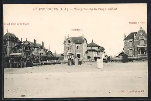 AK Le Pouliguen, Vue prise de la Plage Benoit