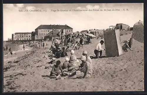 AK Le Croisic, Plage St-Goustan et l`Etablissement des Freres de St-Jean de-Dieu