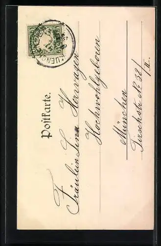 AK Kleiner Neujahrsengel mit riesigem Sektglas