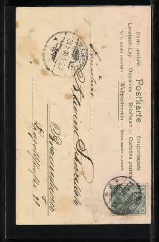 AK Kleiner Engel sitzt mit Telefon auf einem Zweig