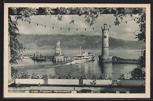 AK Lindau / Bodensee, Hafenausfahrt