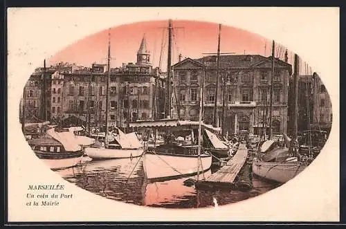 AK Marseille, Un coin du Port et la Mairie