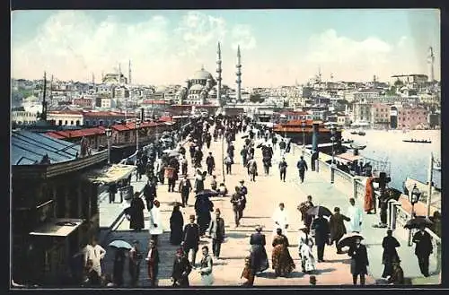 AK Constantinopel, Le Pont de Galata mit Moschee