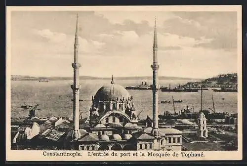 AK Constantinople, L`entree du port et la Mosquee du Tophane