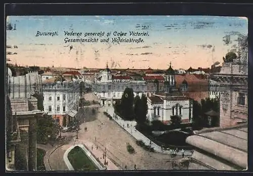 AK Bucuresti, Gesamtansicht und Victoriastrasse