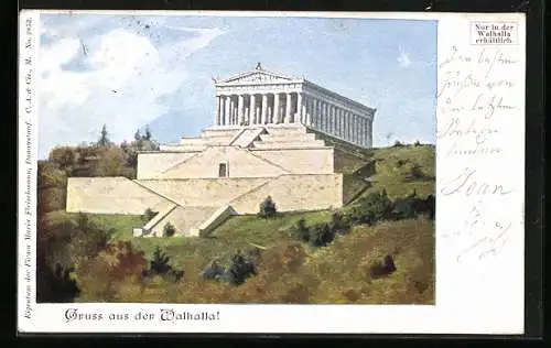 Künstler-AK Donaustauf, Die Walhalla