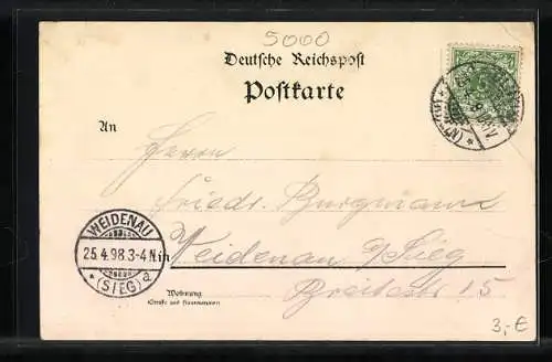 Lithographie Köln, Dom mit Wappen