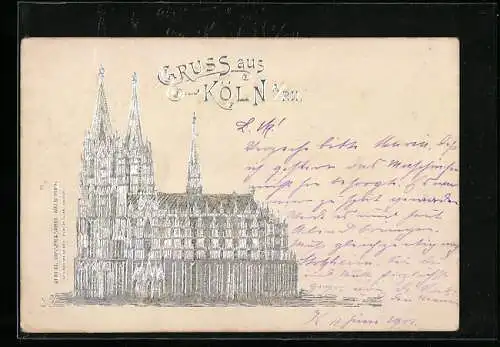 Relief-AK Köln a. Rh., Blick auf den Dom