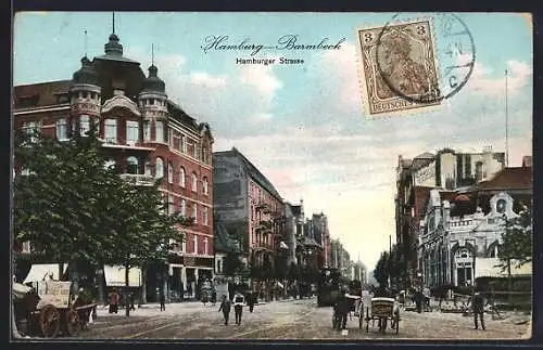 AK Hamburg-Barmbek, Hamburger Strasse mit Strassenbahn