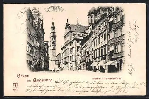 AK Augsburg, Rathaus mit Perlachturm