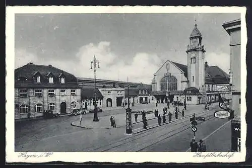 AK Hagen / Westfalen, Hauptbahnhof mit Strassenbahnstation