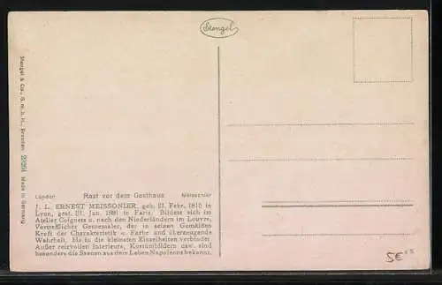 Künstler-AK Stengel & Co. Nr. 29264: Rast vor dem Gasthaus von J. L. Ernest Meissonier