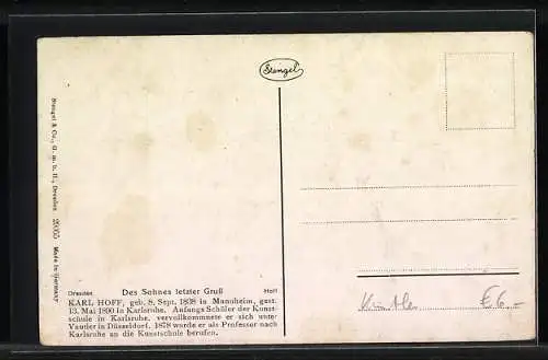 Künstler-AK Stengel & Co. Nr.29055: Des Sohnes letzter Gruss von Hoff