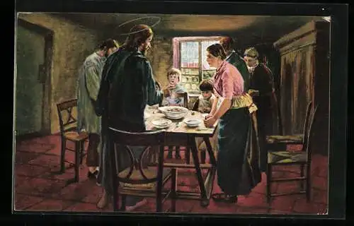 Künstler-AK Stengel & Co. Nr. 29467: Das Tischgebet, F. v. Uhde