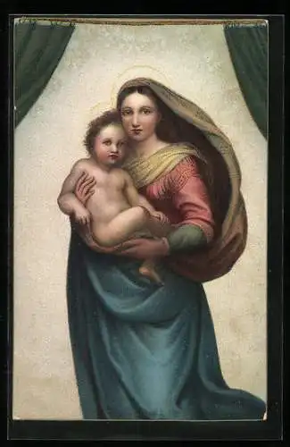 Künstler-AK Stengel & Co. Nr. 29657: Die sixtinische Madonna, Brustbild, Raffaelo Santi