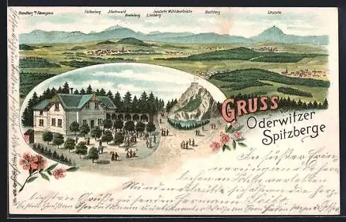 Lithographie Oderwitz, Gasthaus Oderwitzer Spitzberge