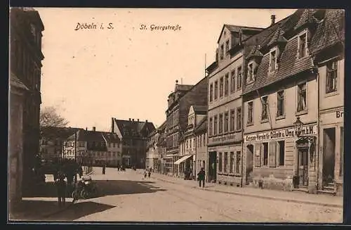 AK Döbeln i. S., St. Georgstrasse mit Geschäften