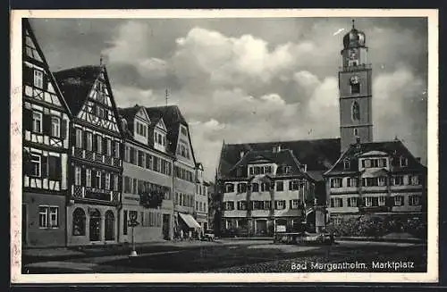 AK Bad Mergentheim, Marktplatz mit Brunnen