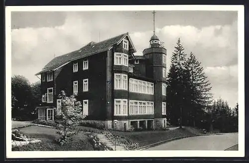 AK Braunlage / Harz, Partie am Kurhotel Waldhöhe