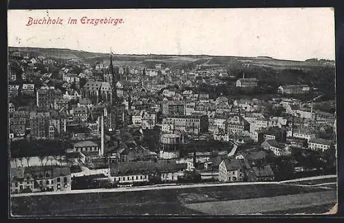 AK Buchholz im Erzgebirge, Ortsansicht aus der Vogelschau