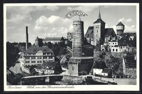 AK Bautzen, Blick von der Kronprinzenbrücke