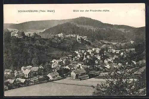 AK Schwarzburg /Thüringer Wald, Blick von der Friedrichs-Höhe