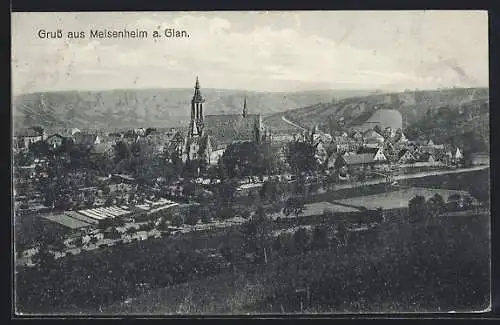 AK Meisenheim, Ortsansicht mit Kirche und Umgebung