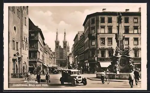 AK Würzburg, Domstrasse mit Blick zum Dom