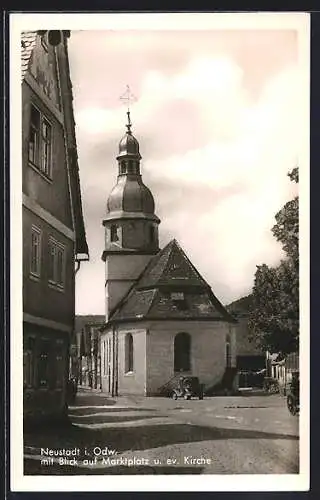 AK Neustadt /Odenwald, Kirche und Marktplatz