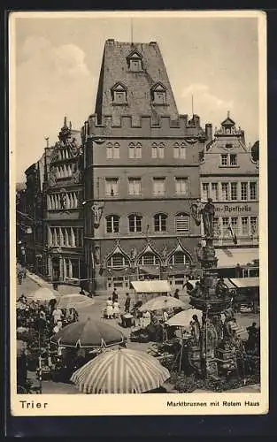 AK Trier, Marktbrunnen mit Rotem Haus