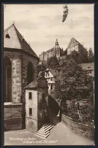 AK Marburg a. Lahn, Schloss und lutherischer Kirchhof