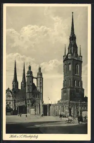 AK Halle a. S., Marktplatz mit Kirche